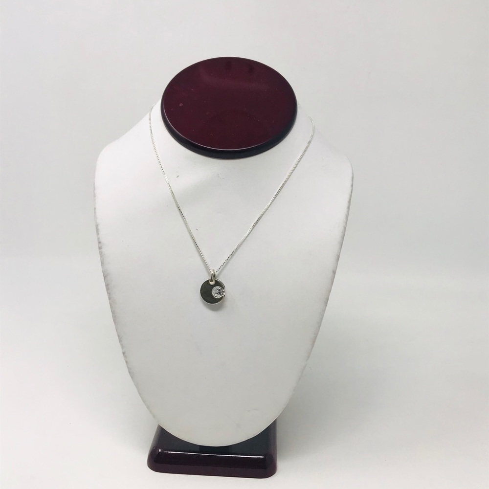 Solid 925 Sterling Silver Moon Pendant Necklace - image 2